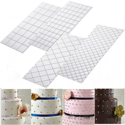 

Toponeto 4pcs Grid Transparent Stencil Texture Mat Cake Border Decorating Tool Cake Mold