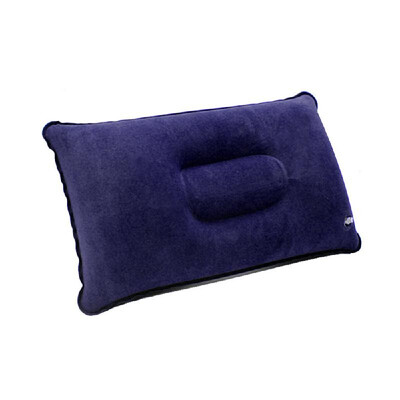 

Double Sided Flocking Inflatable Pillow Suede Fabric Cushion Camping Travel Outdoor Office Plane Hotel Portable Folding Dark Blue