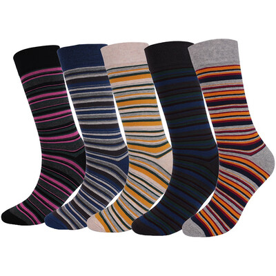 

LifeWheel Men & Women Colorful Funky Cotton Striped Pattern Long Dress Crew Socks For Thick Autumn Winter Business Casual
