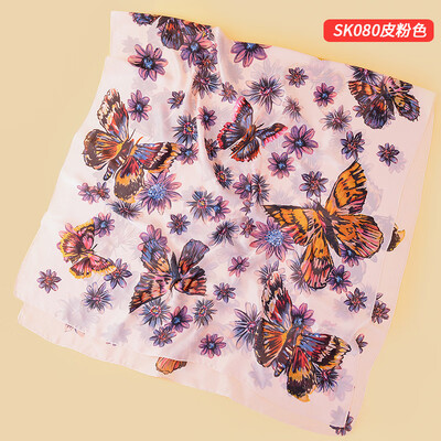 

Summer silk scarf female butterfly flower printing temperament wild beach towel shawl dual-use scarf female double-sided new silk satin