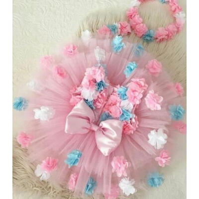 

USA Newborn Kid Baby Girls Flower Pageant Party Tulle Princess Formal Tutu Dress