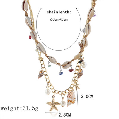 

Big Shell Simulated Pearl Pendants Necklaces For Women Fashion Shell Statement Gold Color Long Chain Necklace Female 2019