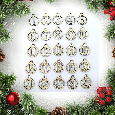 

Gobestart 25Pcs Wooden Arabic Numerals Xmas Wedding Tree Hanging Ornament Decor