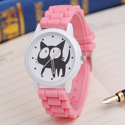 

Korean version of cute kitten candy silicone belt casual student quartz fashion cat men&women watch batch