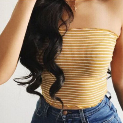 

Women Off Shoulder Elastic Tube Tops Bra Blouse Strapless Bandeau Crop Top