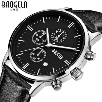 

Baogra baogela three-eye sports mens watch casual belt quartz watch
