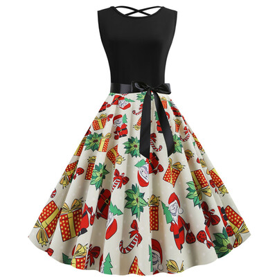 

Tailored Women Vintage Sleeveless Christmas 50s Housewife Evening Party Prom Dress