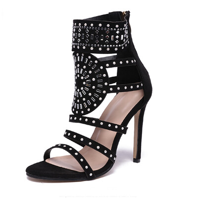 

Women\s Stiletto Open Toe High Heels Sexy Sandals with Rhinestone