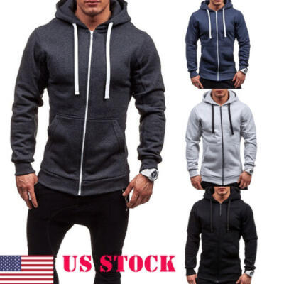 

Mens Fleece Hoodie With Thermal Lined Hood Jacket Sweatshirt Zip Outerwear Warm