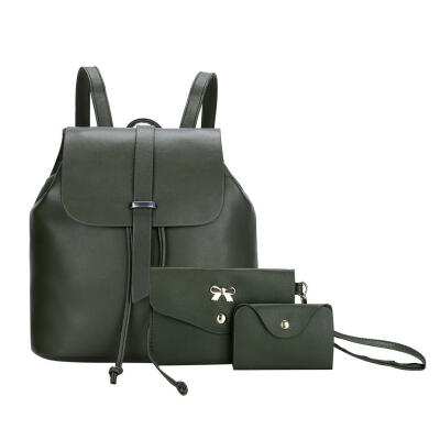 

3pcsSet Elegant Women Leather Hasp Backpack Pure Wristlet Clutch Card Bag