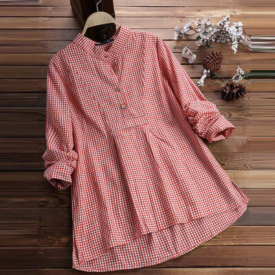 

Starmoon Womens Long Sleeve Loose Button Plaid Shirt Ladies Casual Tops T-Shirt Blouse