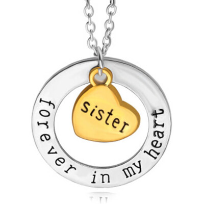 

Family Jewelry Silver&Gold Two Tones Mom Dad Uncle Aunt Brother Sister Son Daughter Forever In My Heart Necklace