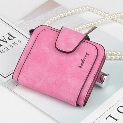 

Women Short Wallet Scrub PU Leather Zipper Card Holder Interior Pocket Multifunctional Solid Color Fashion Purse