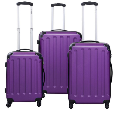 

GLOBALWAY 3 Pcs Luggage Travel Set Bag ABSPC Trolley Suitcase Purple