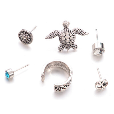 

Carved Funny Turtle Best Pcs 6 Usable Peace Retro Earrings Diamond Geometric Pattern