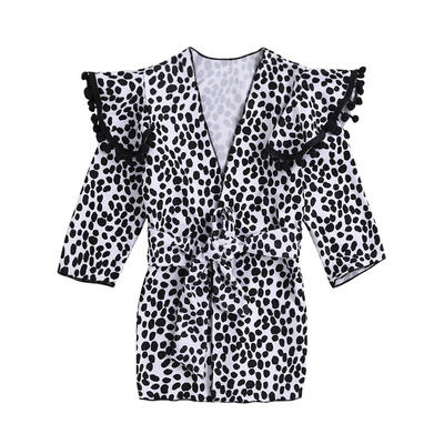 

Kids Girl One Piece Swimwear Leopard Print Lace Up Beach Swimsuit Beachwear
