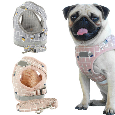 

Dog Cat Harness Pet Adjustable Reflective Vest Walking Lead Leash Soft Breathable Plaid Collar Puppy for Small Medidum Large Dog