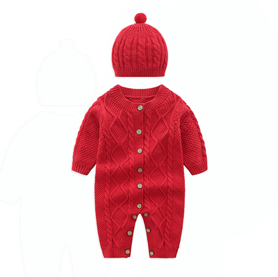 

2PCS Newborn Baby Girl Boy Autumn Winter Clothes Sweater JumpsuitHat Outfit Set