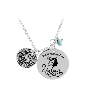 

Necklace Unicorn Pendant Creative Choker Necklace Silver Tone Alloy for Mother Best Friends Lover