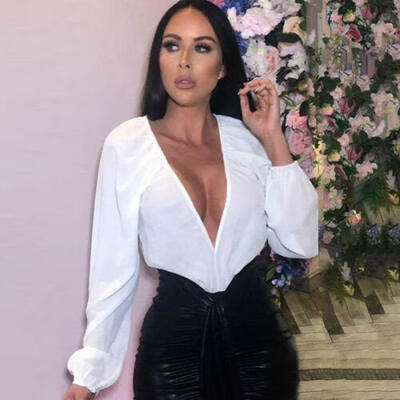 

Sexy Women Lady Clubwear V Neck Playsuit Bodycon Party Jumpsuit Romper Blouse UK