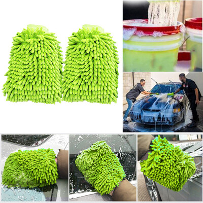 

〖Follure〗Mitt Microfiber Car Wash Washing Cleaning Glove Dual Sided Chenille Gloves