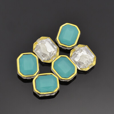 

Sew on Rhinestone Taiwan Acrylic Golden Plated Garment Accessories Rectangle Aquamarine 14x12x65mm Hole 1mm