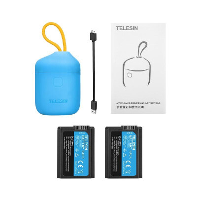 

TELESIN Allin Box Waterproof NPFW50 Battery Charger with 2pcs Batteries Portable Dual Channel Charger Support Read SD Card for Son