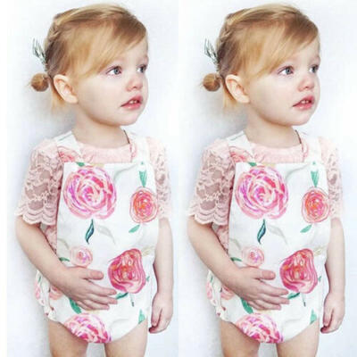 

Adorable Newborn Baby Girls Lace Flower Romper Bodysuit Outfits Clothes Sunsuit