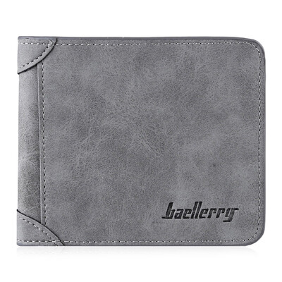 

Men Solid Color Letter Embellishment Dull Polish Open Vertical Wallet