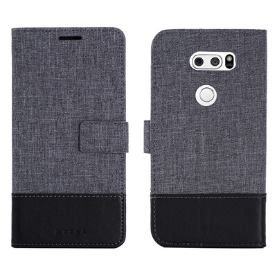 

Goowiiz Phone Case For LG V40 ThinQV20V30V35 ThinQG5G6Q6 Fashion Canvas Leather Wallet Full package flip Holder Stand