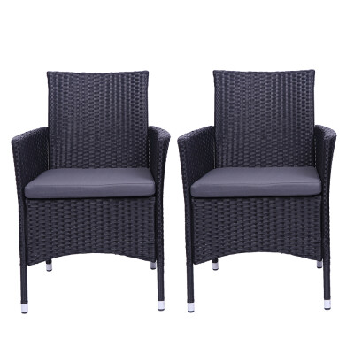 

2pcs Single Backrest Chairs Rattan Sofa Set Black