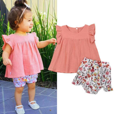 

Newborn Kids Baby Girls Summer Tops Dress Floral Shorts Briefs Outfits Clothes