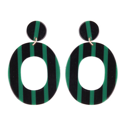 

Evening Party Vintage Women Striped Circle Pendant Stud Earrings Jewelry Gift