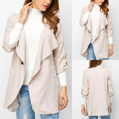 

〖Follure〗Fashion Women Casual Plus Size Solid Color Loose Long Sleeve Button Tops Coat