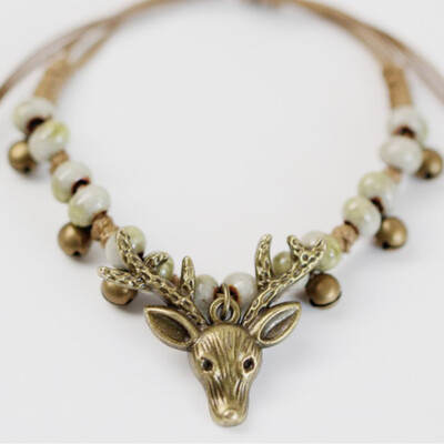

2pcs\set Deer Head Bracelet Handmade Special Bracelet National Wind Fashion Vintage Ceramic Jewelry
