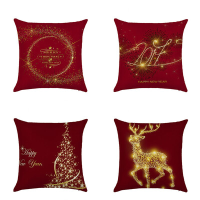 

Tailored 4pc Of Christmas Elk Pillowcase Decorative Sofa Cushion Cover 45x45cm