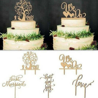 

US Stock Wooden Mr&Mrs Bride Groom Wedding Love Cake Topper Insert Party Decor