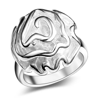 

Europe&America Women Fashion Stylish Rose Flower Silver Plated Ring