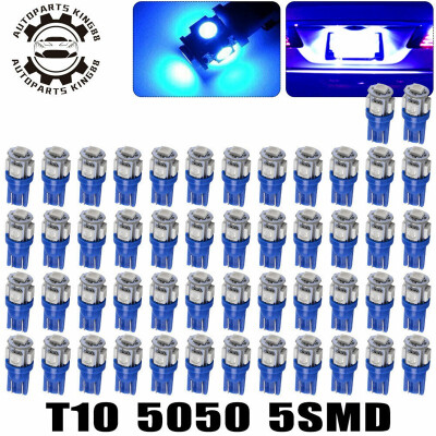 

50x T10 5050 5SMD LED Blue Car Instrument Interior Lights Bulbs W5W 194 168 2825