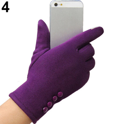 

1 Pair Women Fashion Touch Screen Outdoor Sport Winter Warm Buttons Gloves