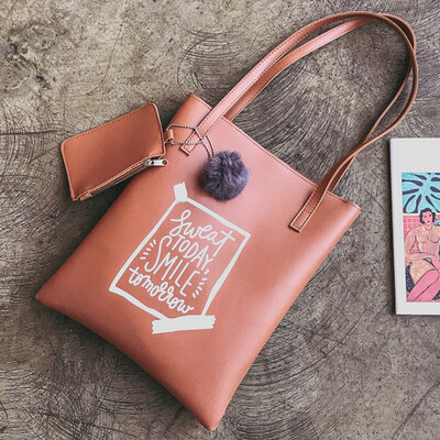 

Tailored 2PC Fashion Women Hair Ball Bucket Handbag Crossbody Bag Messenger Bag Black