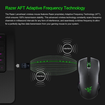 

Razer Lancehead Wireless Gaming Mouse Mice 16000 DPI 5G Optical Sensor Chroma Lighting Mechanical Switches 1000 Hz Ultrapolling