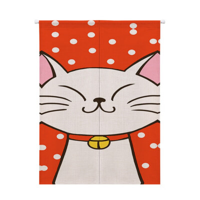 

Cartoon Animal Printed Cotton And Linen Japanese Style Doorway Curtain Hanging Tapestry For Home Decoration