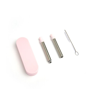 

Reusable Drinking Straw Stainless Steel Telescopic Portable Straws Pink