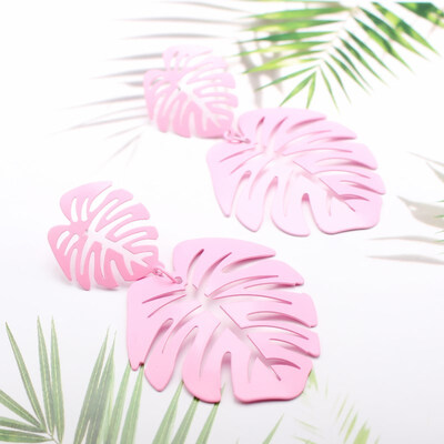 

New Fashion Big Leaf Drop Earrings for Women Fashion Exaggerated Metal Dangle Earring Hollow Leaves Wedding Party Jewelry