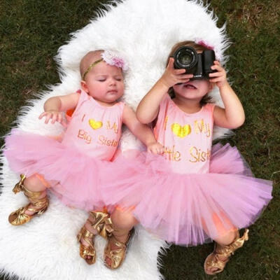 

Matching Kids Baby Girl Match Clothes Lace Tulle Tutu Romper Dress Outfit