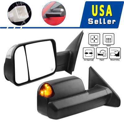 

Fit 02-08 Dodge Ram 1500 03-09 2500 3500 Power Heated 2009 Style Tow Mirrors
