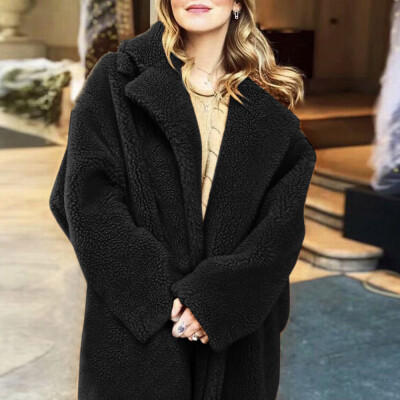

Roseonmyhand Women Winter Solid Fuzzy Faux Fur Long Sleeve Cardigan Oversized Outwear Coat