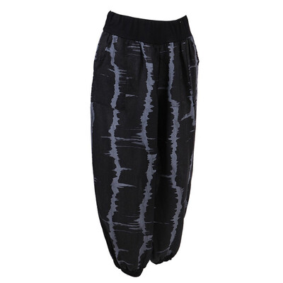 

Womens Loose Printed Wide Leg Harem Pants Elastic Waist Casual Baggy Trousers