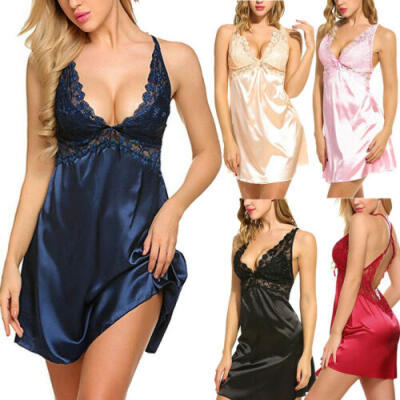 

AU Sexy Lace Lingerie Silk Sleep Dress Women Charm Nightwear Babydoll Sleepwear